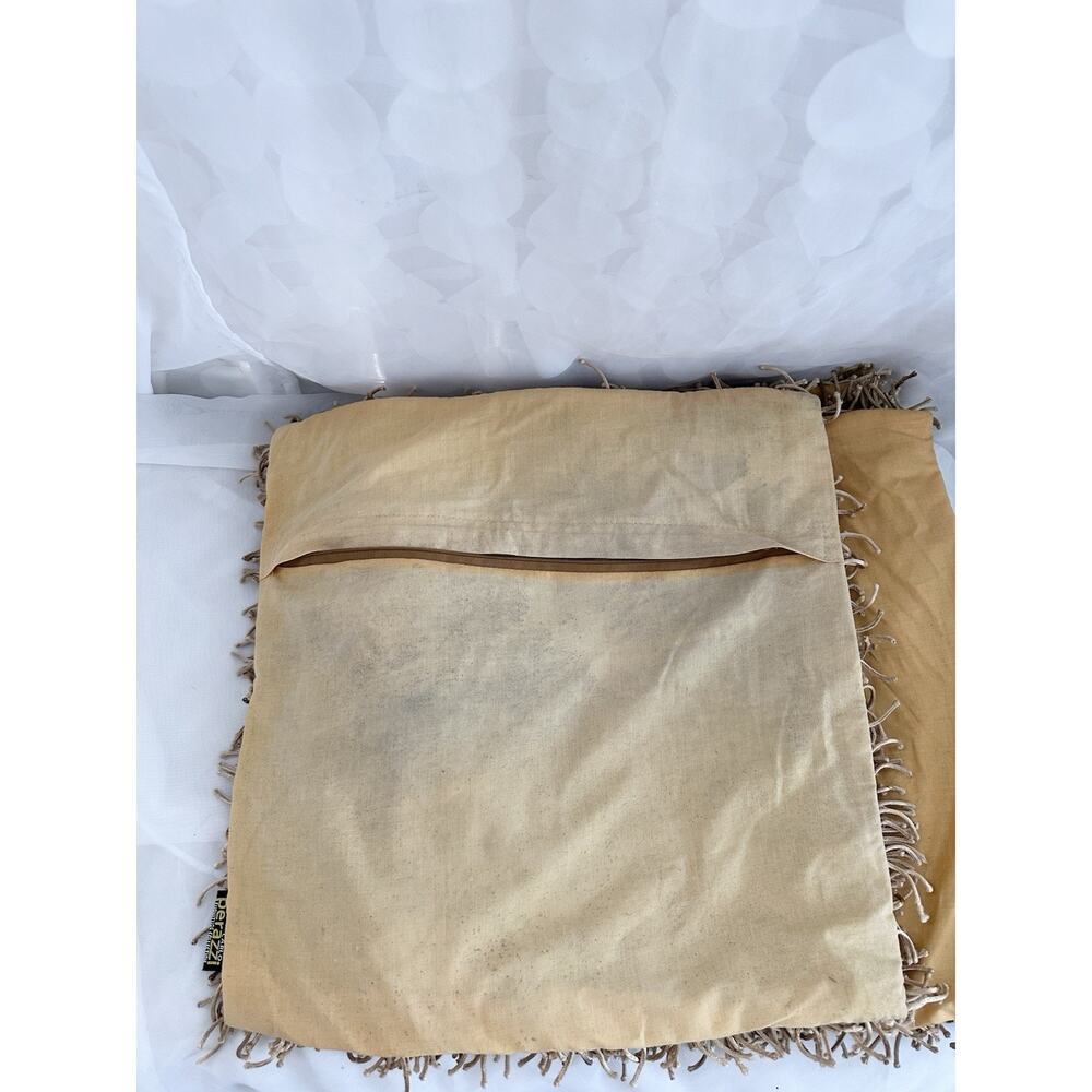 Set Of 3 BEIGE SHAGGY Square Throw Accent Pillows Carlo Perazzi Designer MODERN - Picture 11 of 12